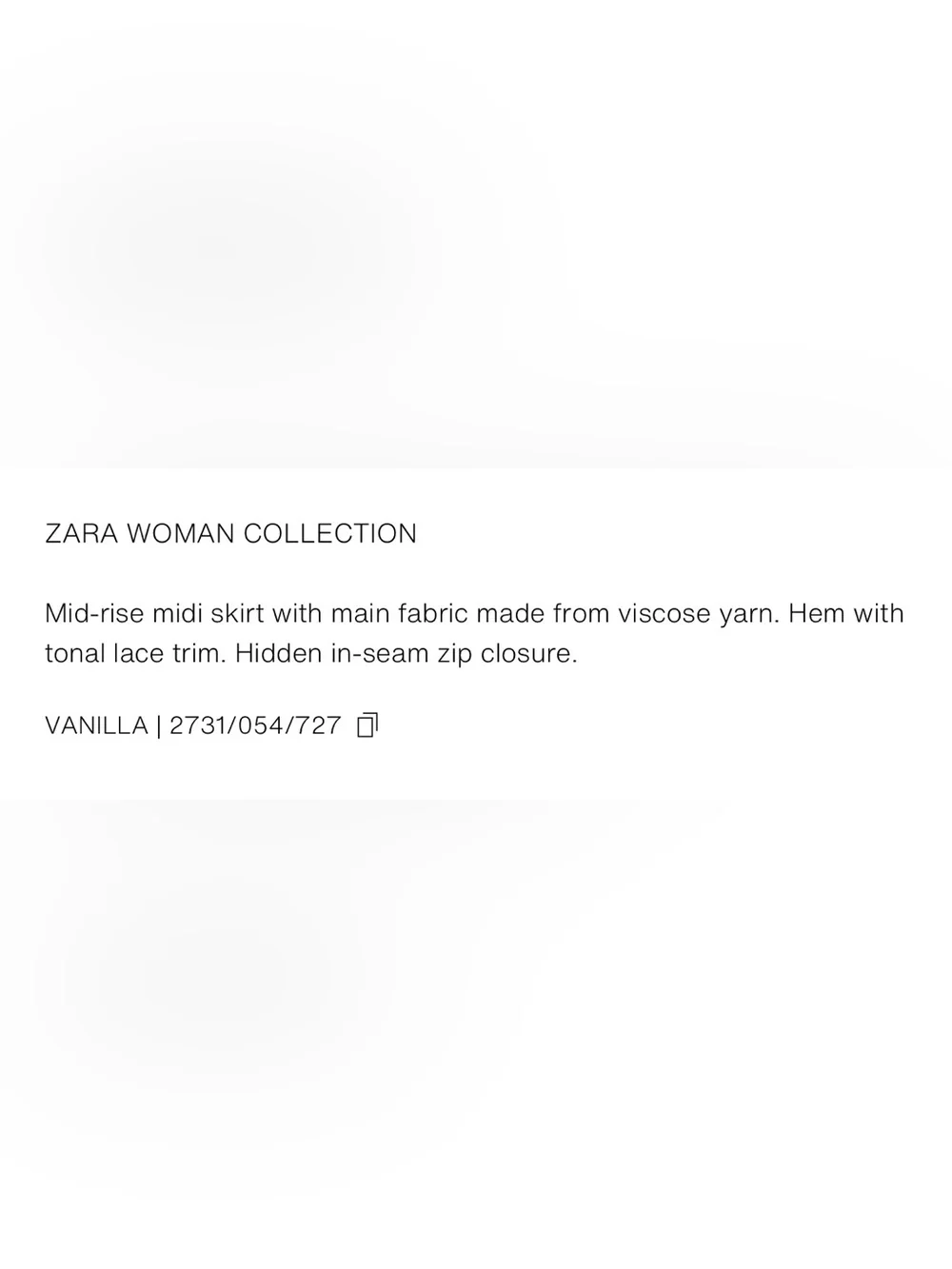 Zara ZW Collection Satin Effect Lace Skirt in vanilla features a tonal lace